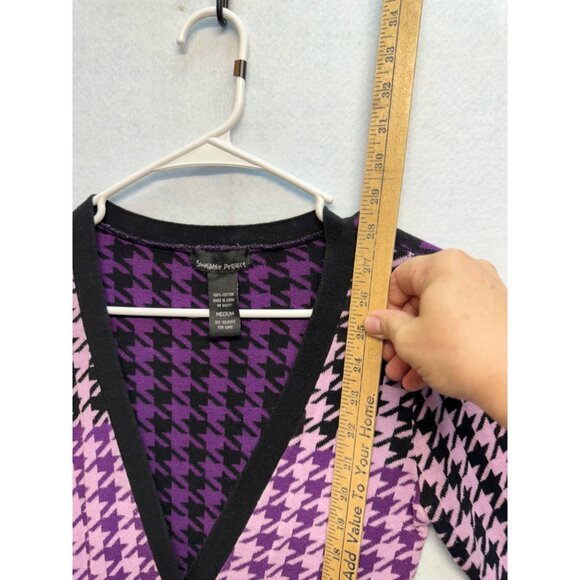 Vintage Sweater Project Purple Cardigan Sweater Classic Style Cotton Medium - Picture 5 of 8